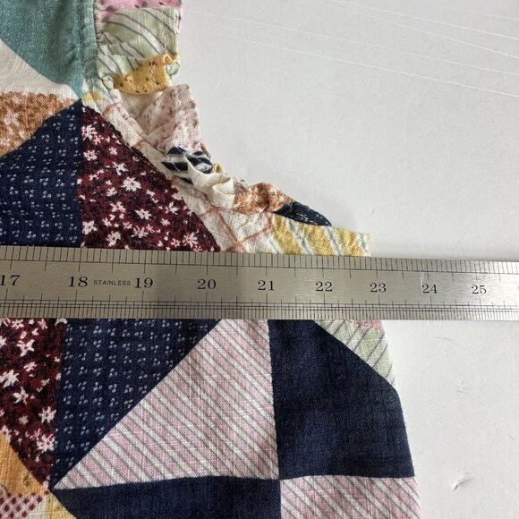 a.n.a Blouse Womens XL 100% Cotton Boxy Ruffle Patchwork Boho Cottage Peasant - Picture 7 of 8